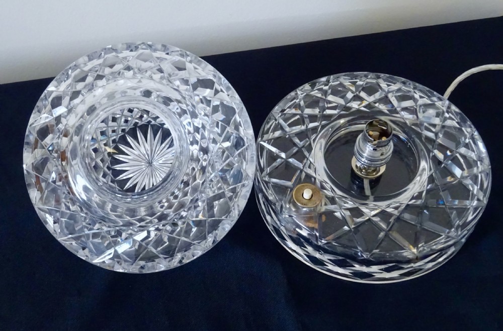CIRCA 1930 HEAVY CUT GLASS 'MUSHROOM' LAMP View III