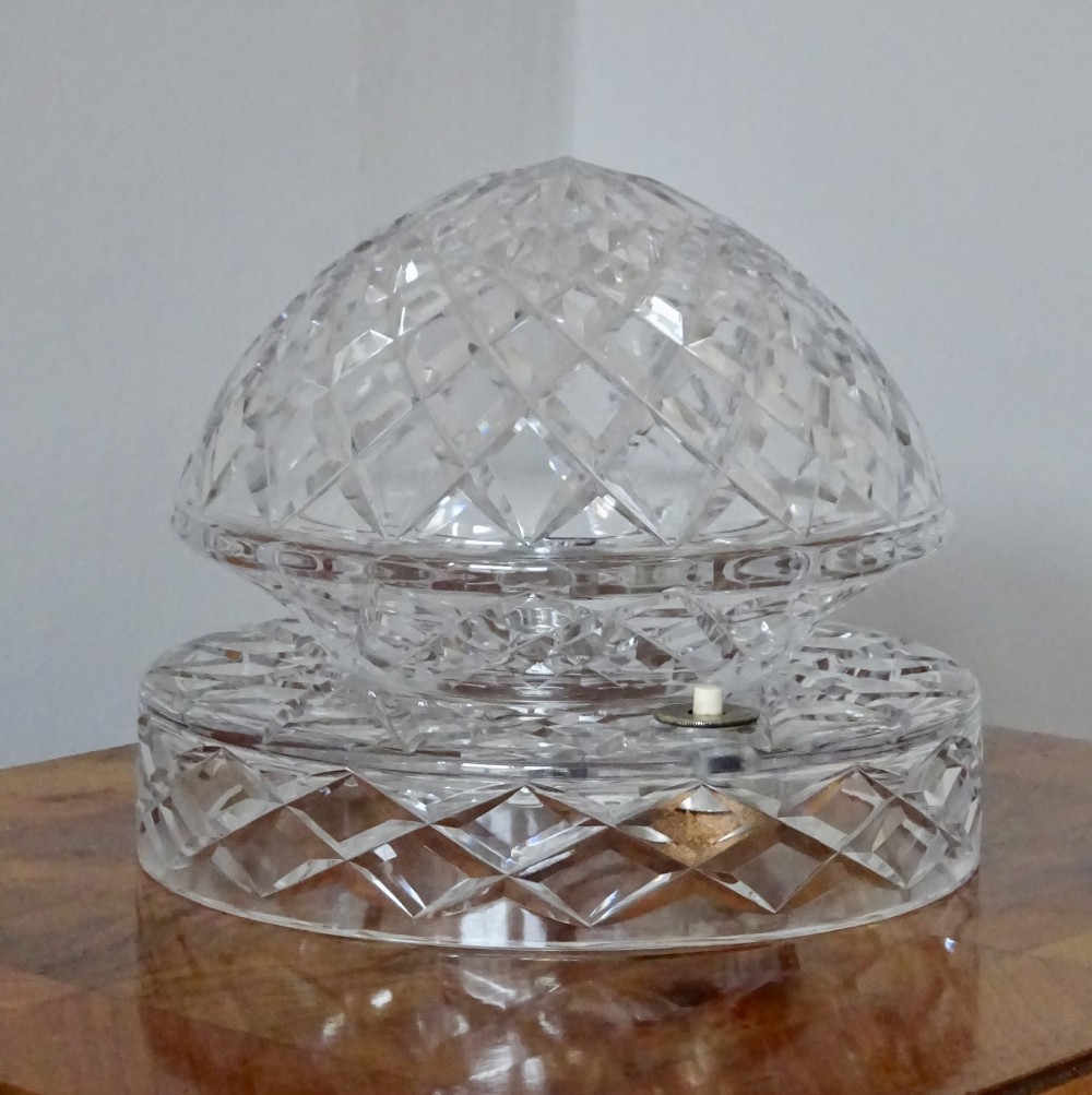 CIRCA 1930 HEAVY CUT GLASS 'MUSHROOM' LAMP