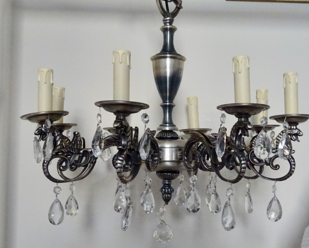 EIGHT ARM PEWTER CHANDELIER View IV
