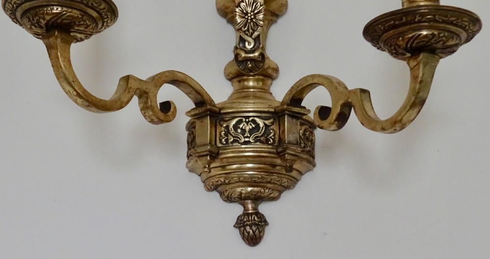 PAIR DOUBLE ARM BRASS WALL LIGHTS View III