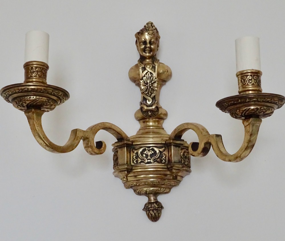 PAIR DOUBLE ARM BRASS WALL LIGHTS View IV