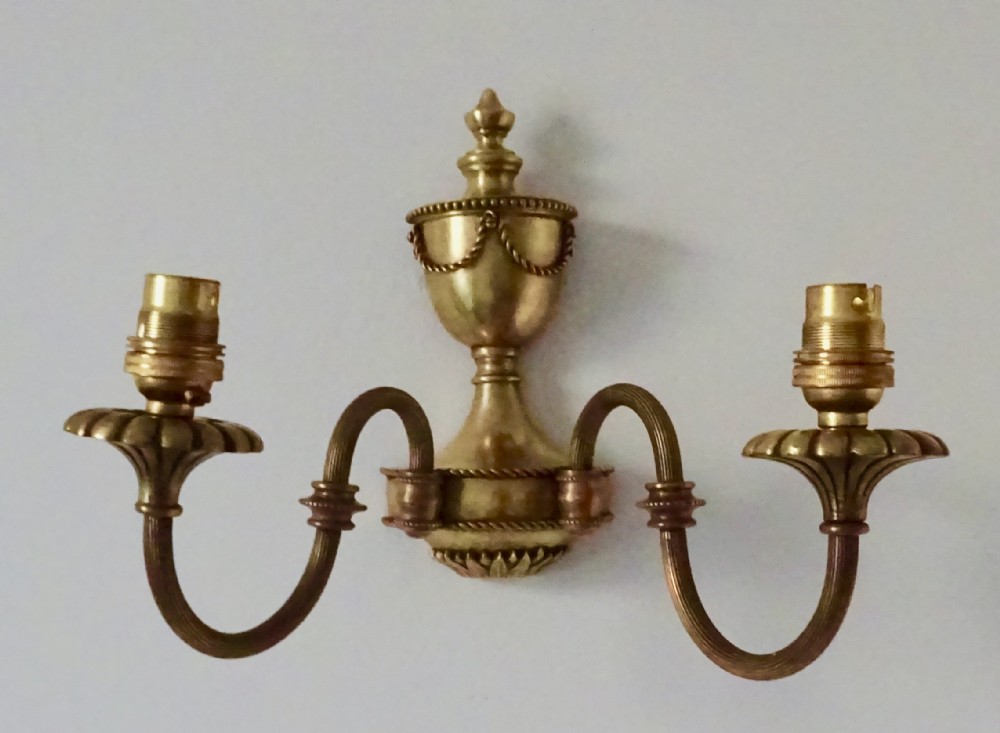 SET OF THREE EDWARDIAN BRASS WALL LIGHTS