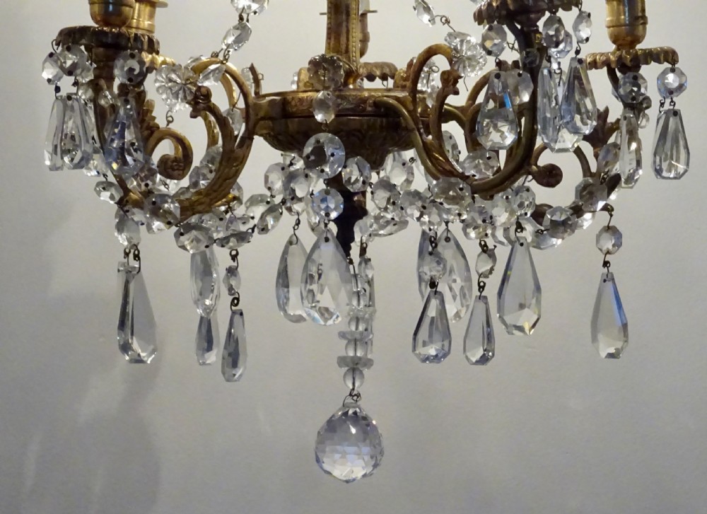FIVE ARM GILDED BRASS CHANDELIER View V