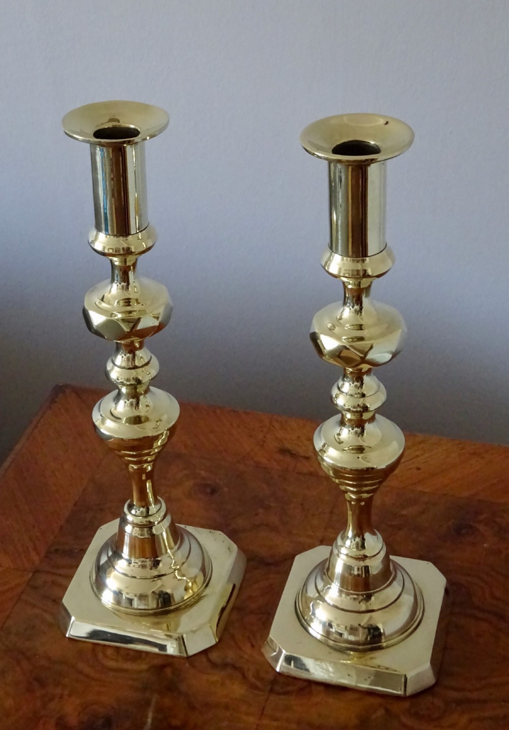 PAIR OF TALL VICTORIAN BRASS CANDLESTICKS View IV