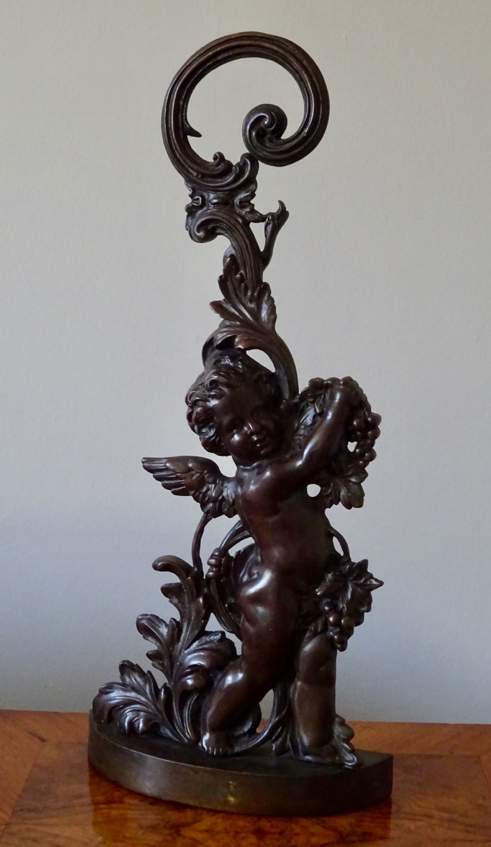 VICTORIAN BRONZE BACCHUS CHERUB DOOR STOP