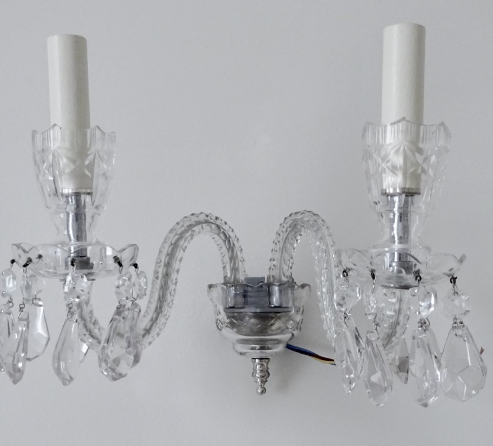 PAIR CUT GLASS WALL LIGHTS