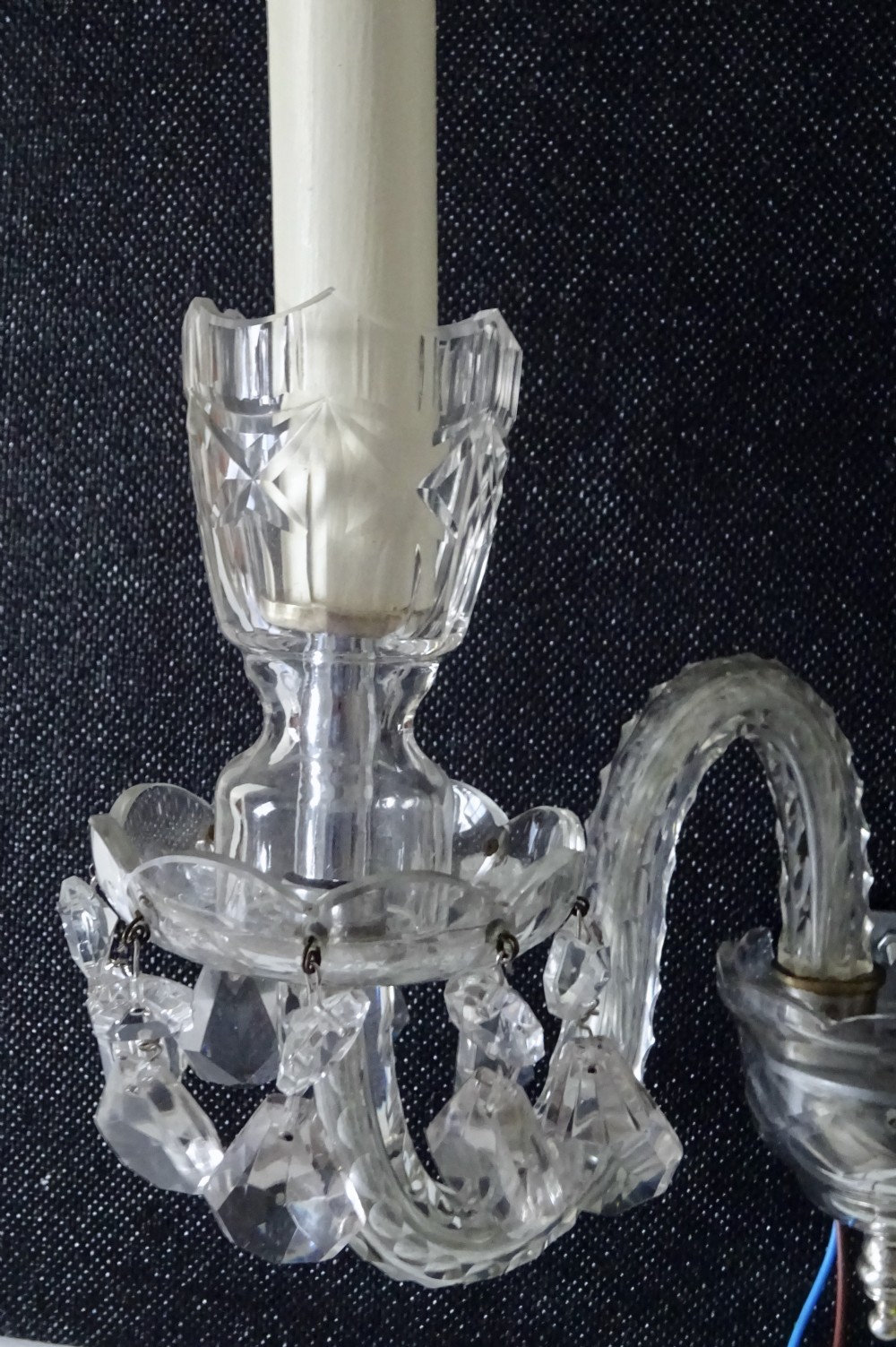 PAIR CUT GLASS WALL LIGHTS View V