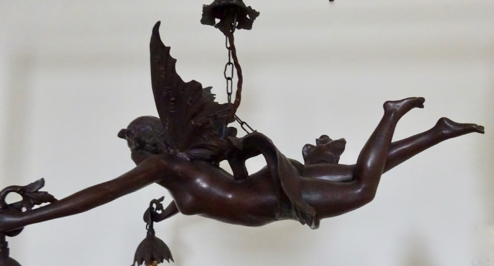 LARGE SPELTER FLYING FAIRY LIGHT View V