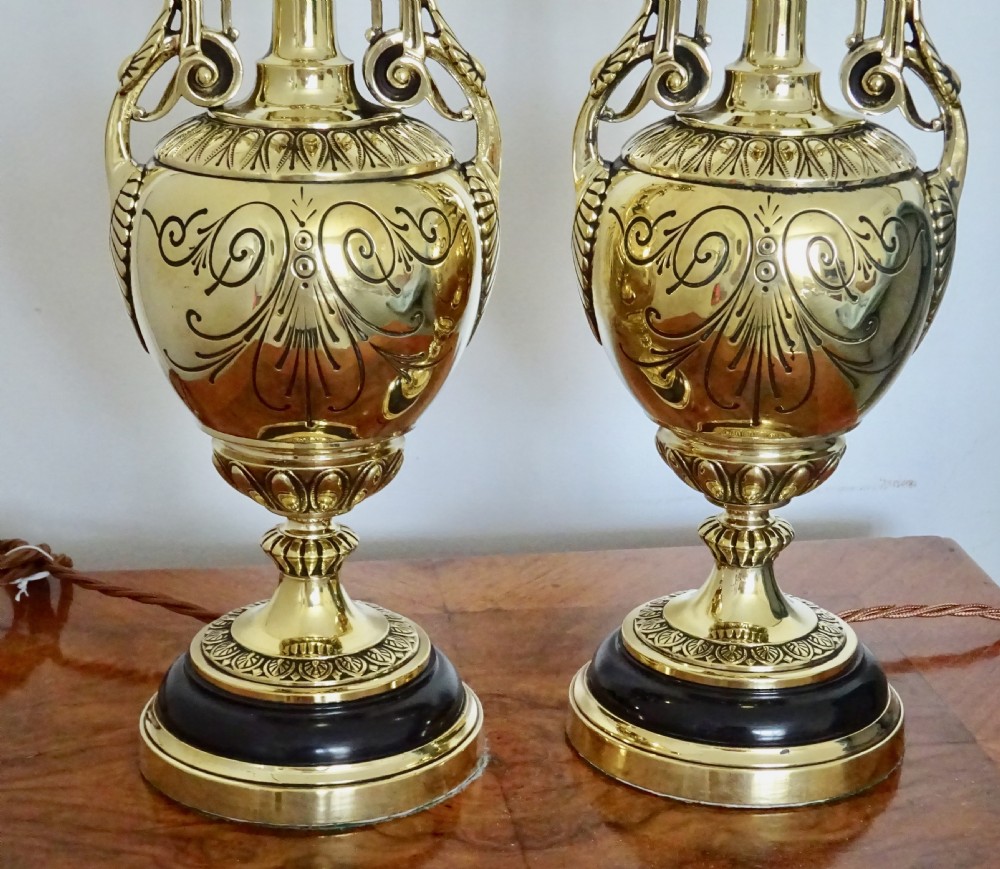 PAIR OF VICTORIAN BRASS AND ONYX LAMPS View IV
