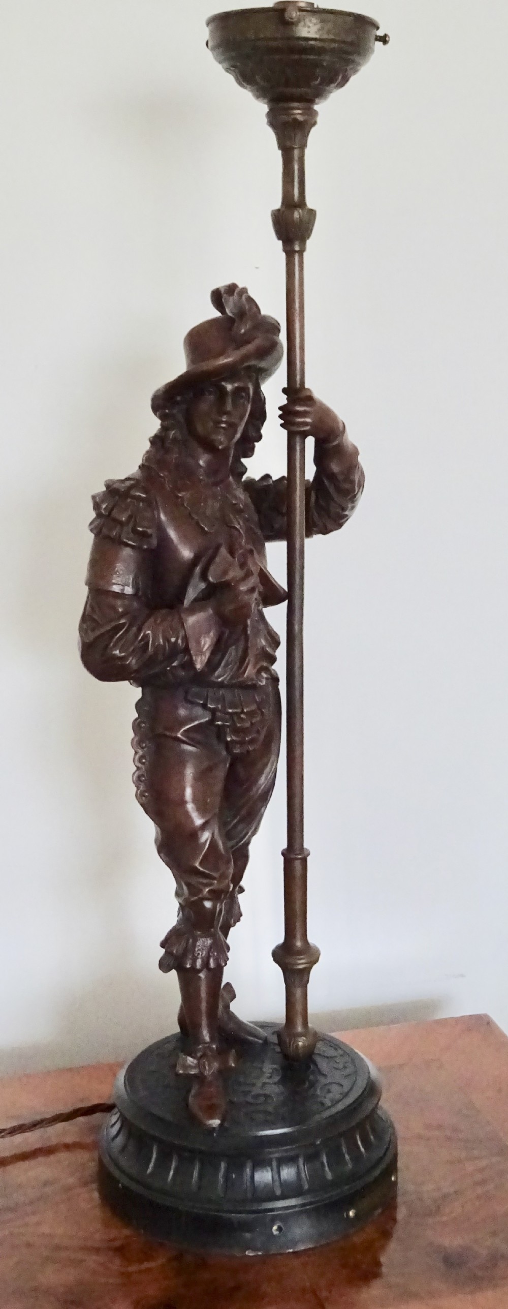 TALL SPELTER CAVALIER 'DON JUAN' LAMP