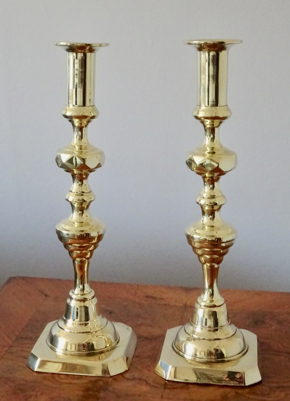 PAIR OF TALL VICTORIAN BRASS CANDLESTICKS