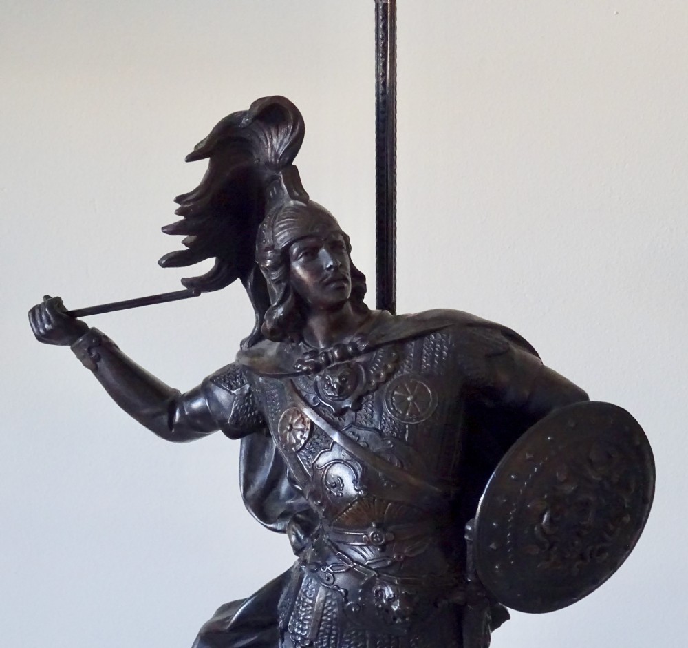PAIR LARGE SPELTER LAMPS View II