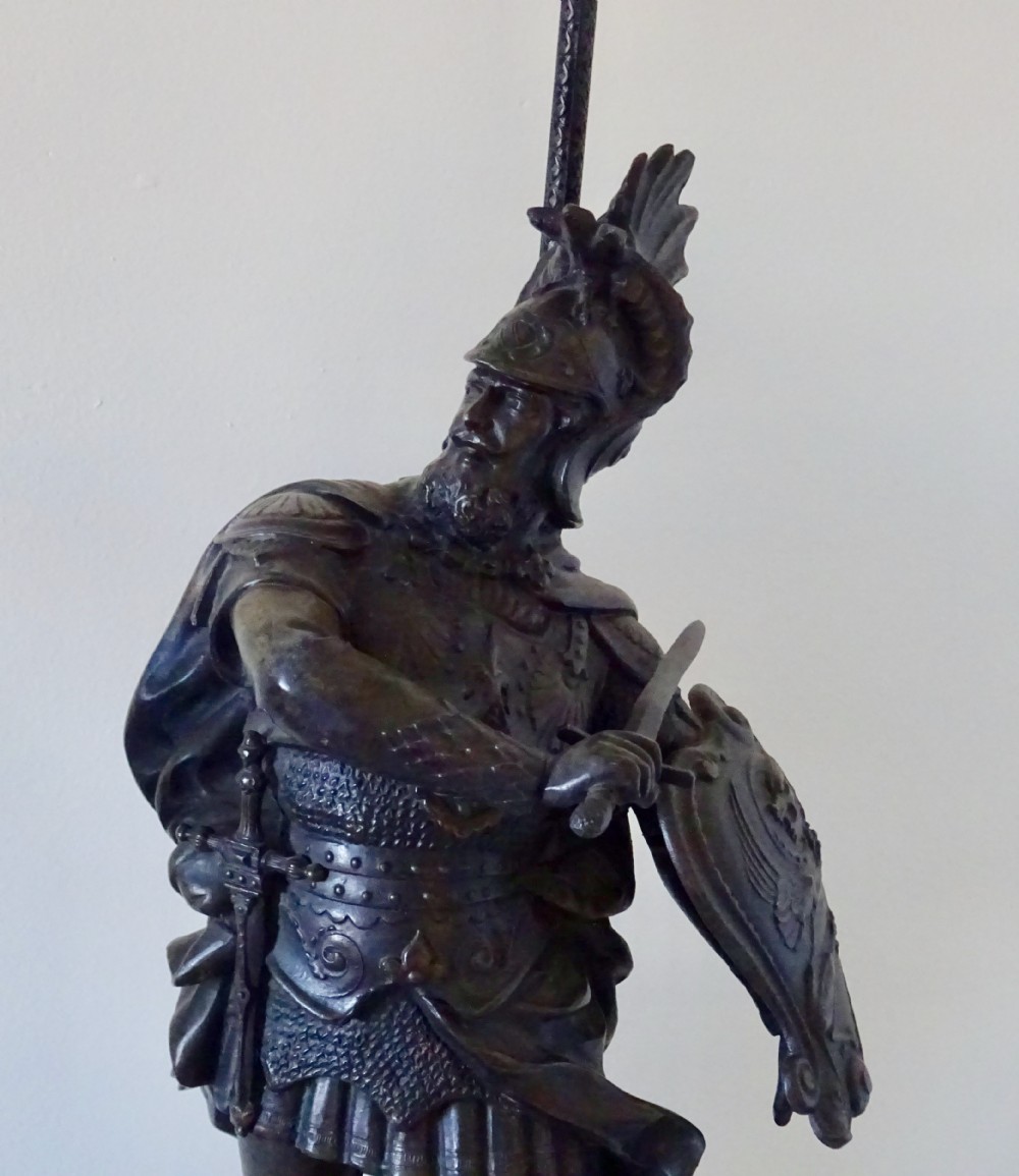 PAIR LARGE SPELTER LAMPS View III