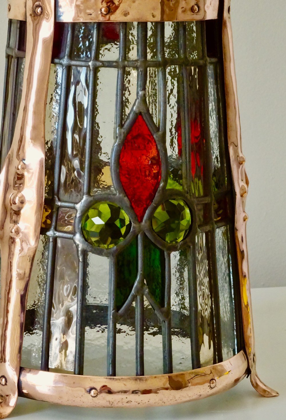 ARTS AND CRAFTS STAINED GLASS LANTERN View II