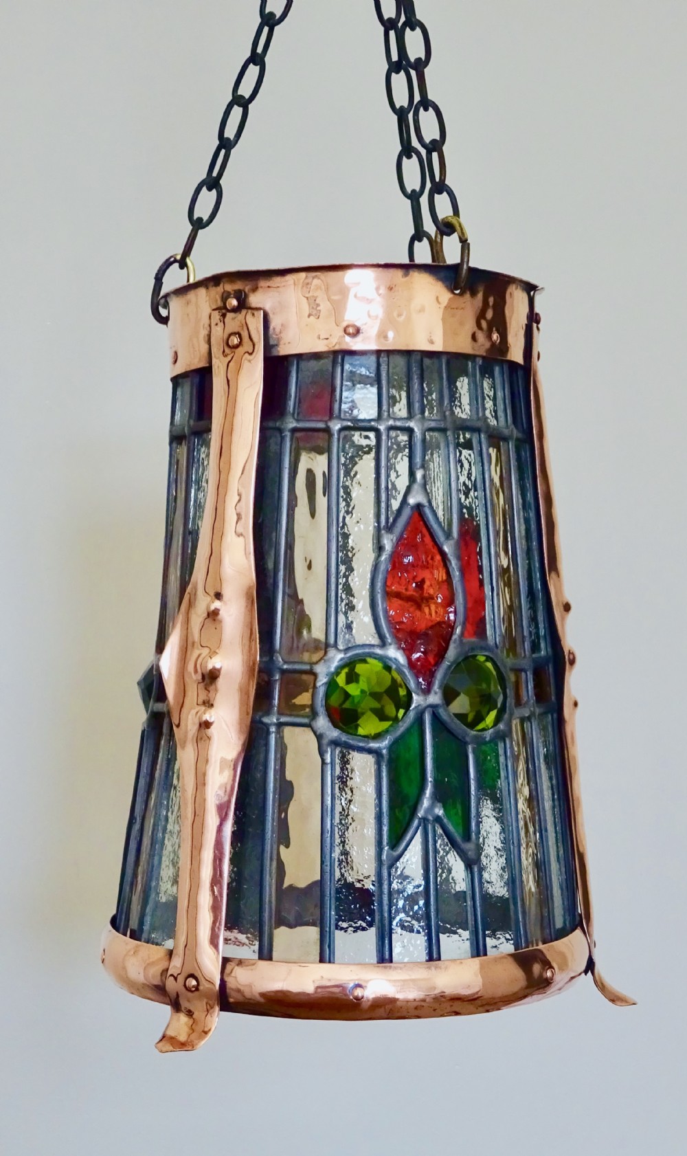 ARTS AND CRAFTS STAINED GLASS LANTERN