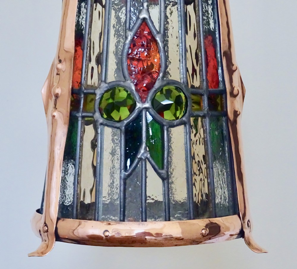 ARTS AND CRAFTS STAINED GLASS LANTERN View III