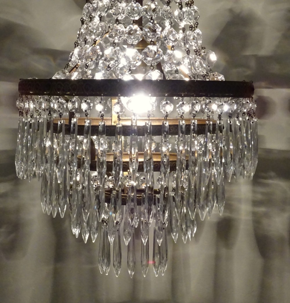 EARLY 20thC  FOUR TIER GLASS CHANDELIER View VI
