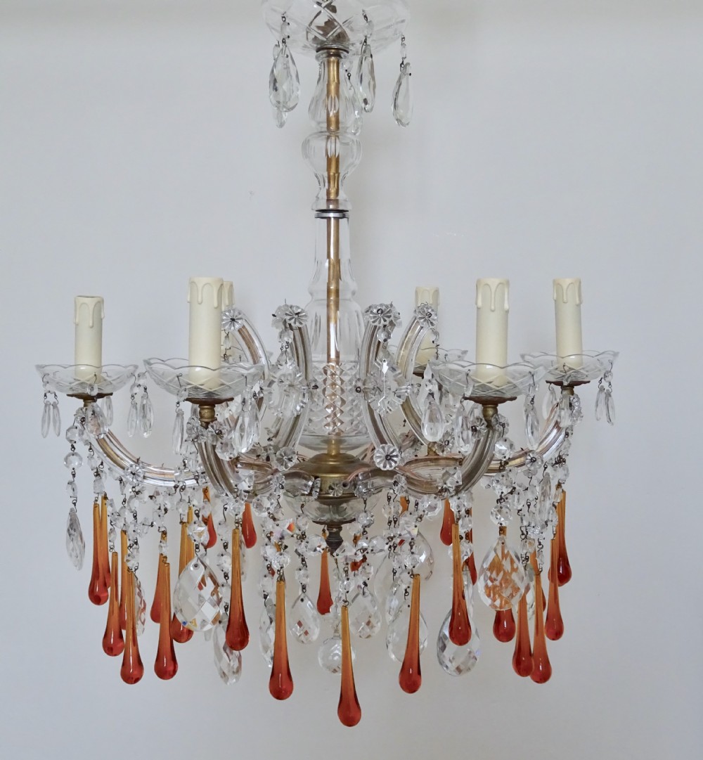 MARIE THERESE CHANDELIER WITH LONG AMBER DROPS
