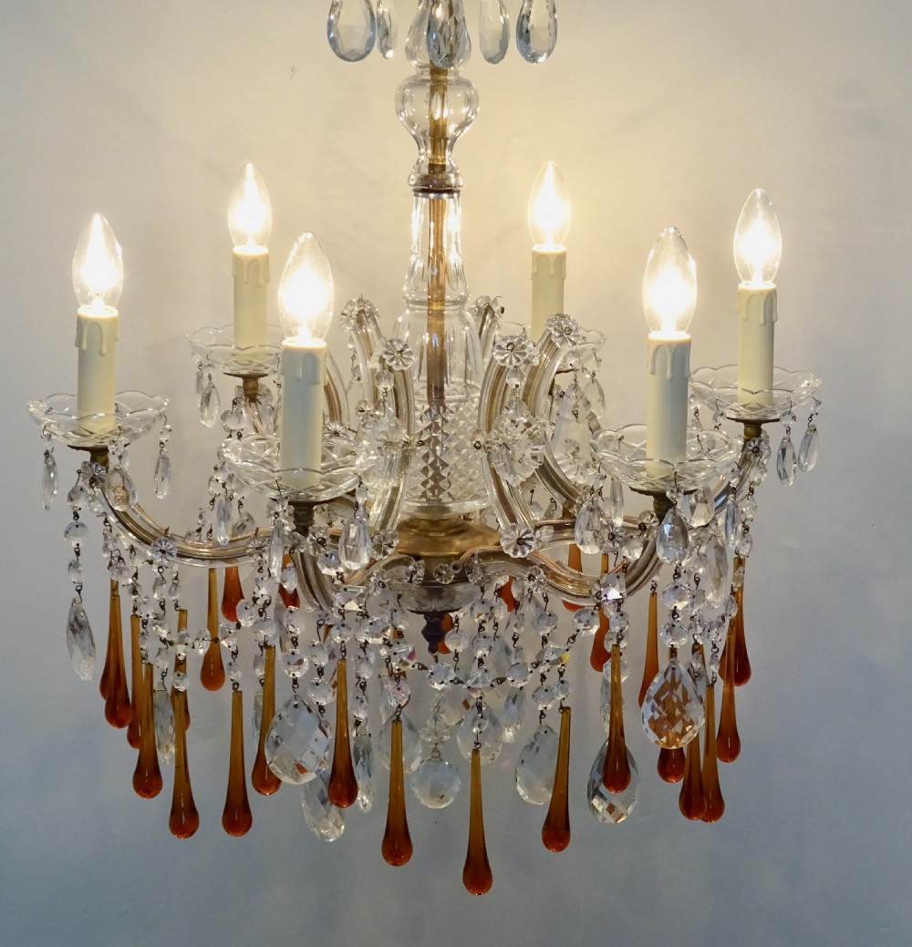 MARIE THERESE CHANDELIER WITH LONG AMBER DROPS View V