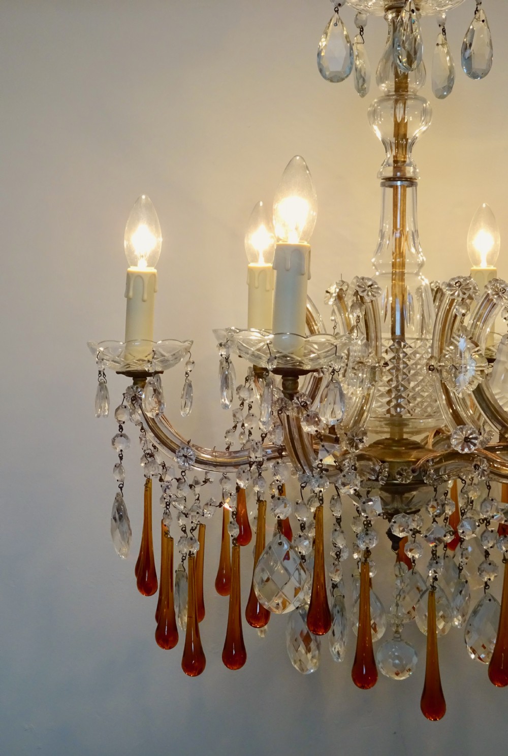 MARIE THERESE CHANDELIER WITH LONG AMBER DROPS View VI