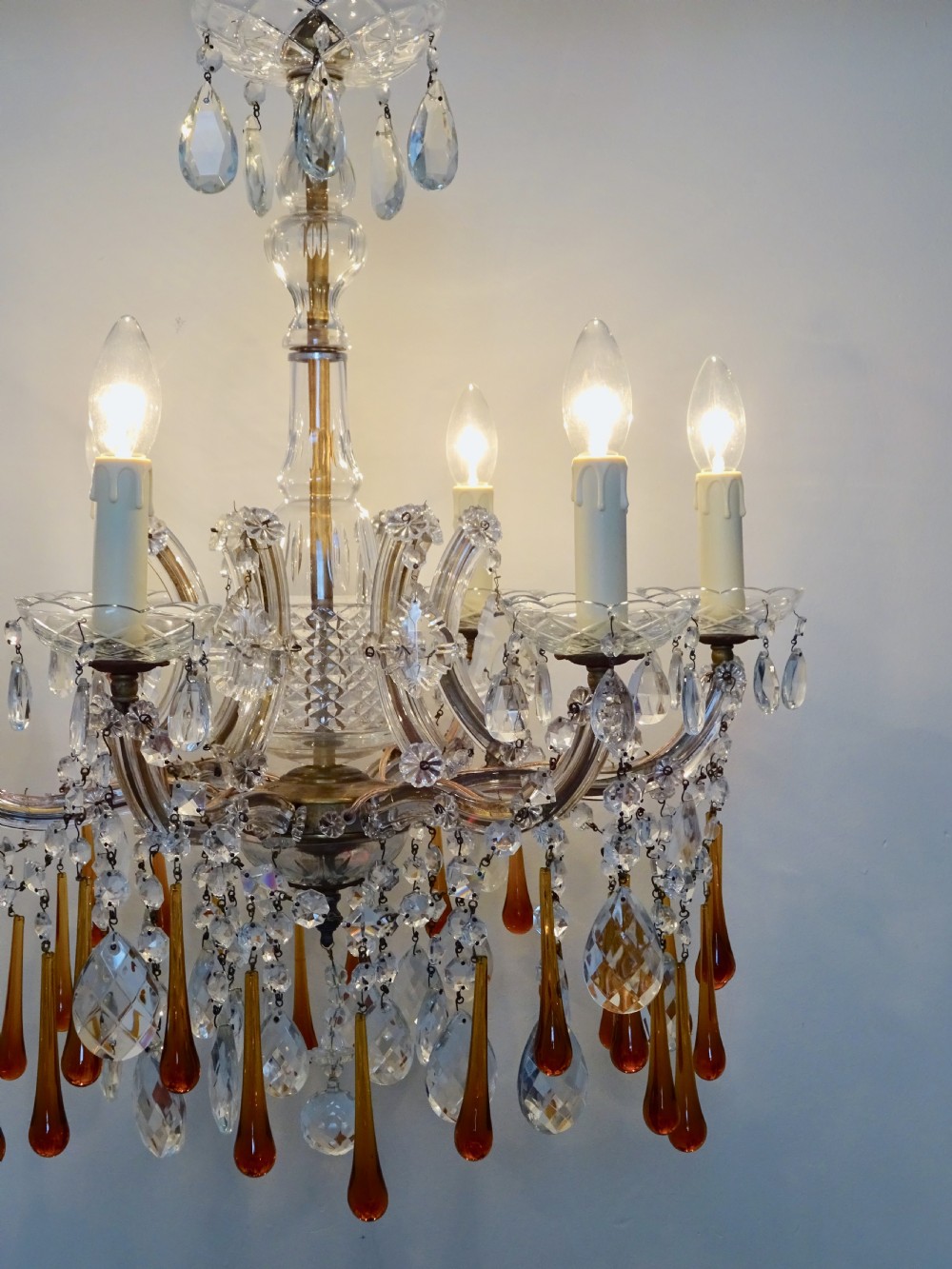 MARIE THERESE CHANDELIER WITH LONG AMBER DROPS View VII