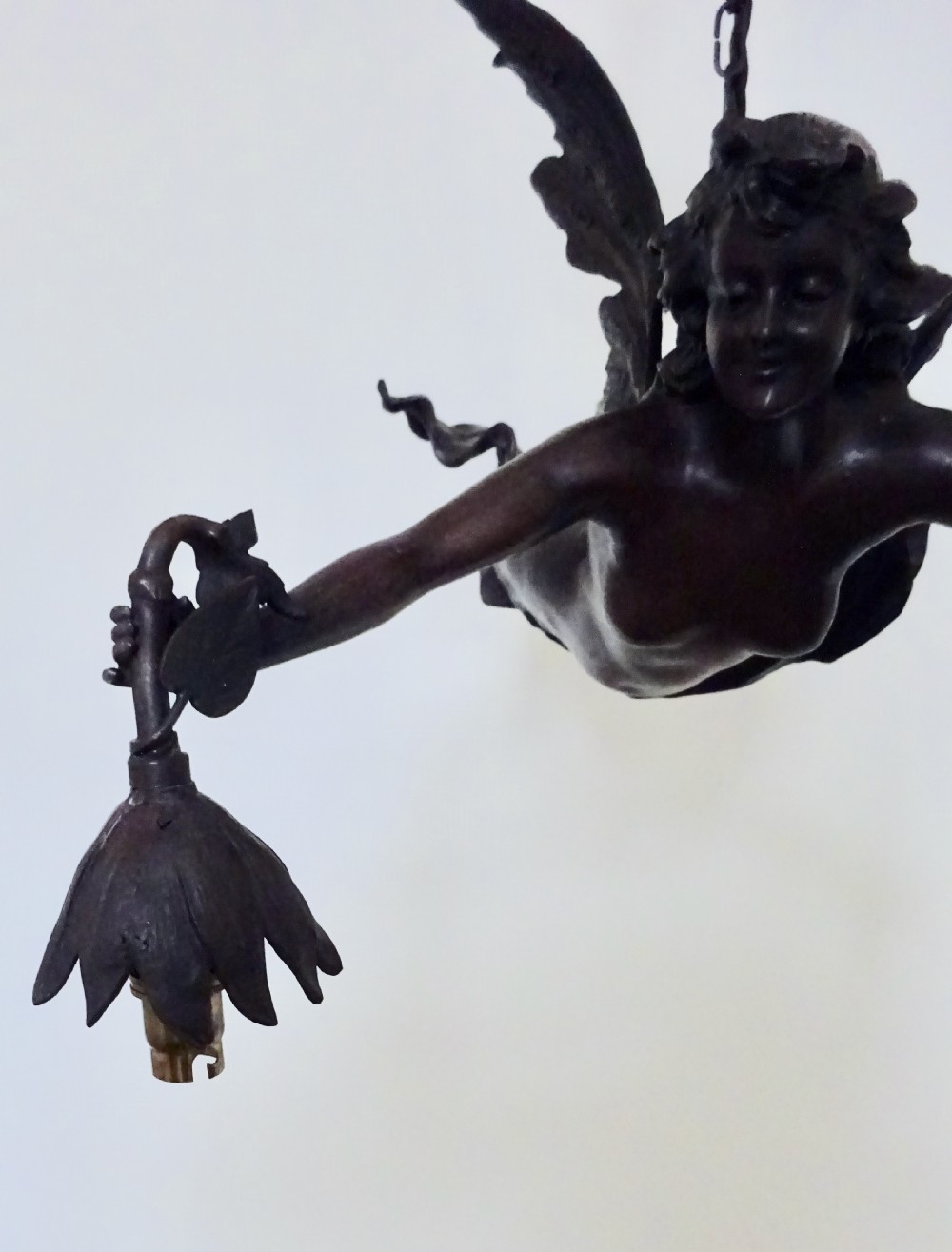 LARGE SPELTER FLYING FAIRY LIGHT View III