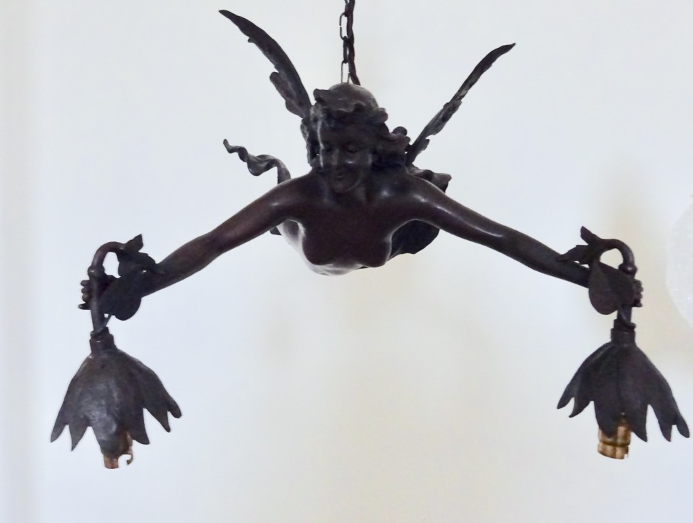 LARGE SPELTER FLYING FAIRY LIGHT View VI