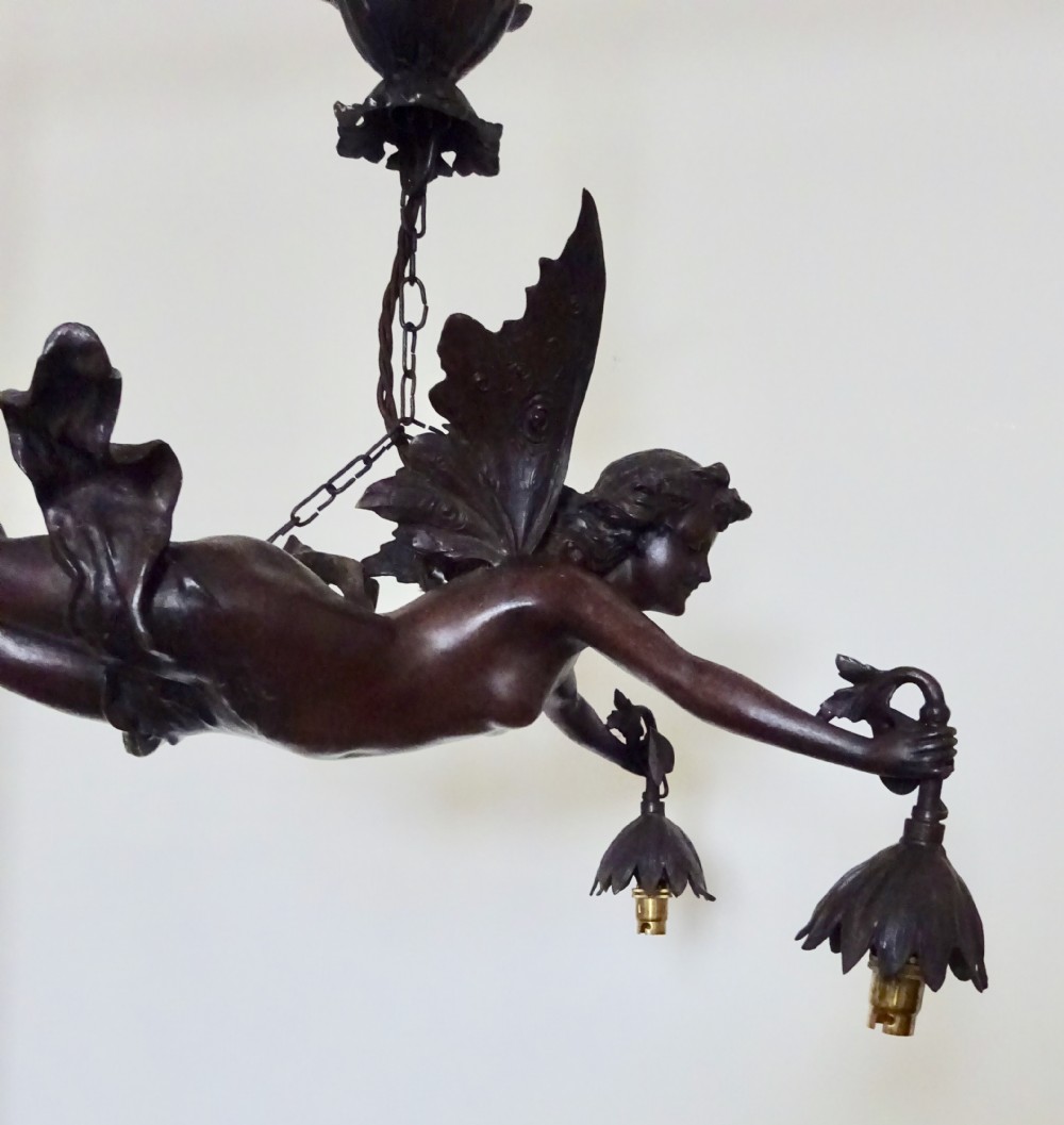LARGE SPELTER FLYING FAIRY LIGHT View IV