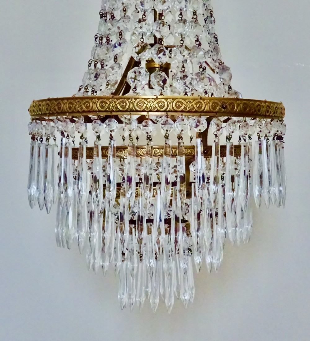 EARLY 20thC  FOUR TIER GLASS CHANDELIER View II