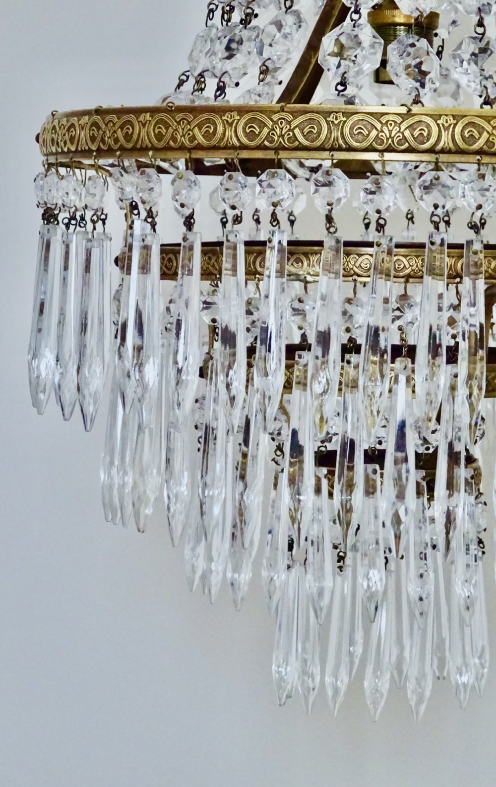 EARLY 20thC  FOUR TIER GLASS CHANDELIER View III
