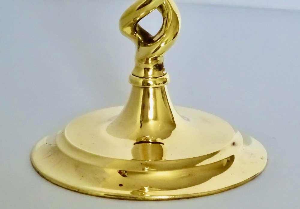 PAIR VICTORIAN BRASS OPEN TWIST CANDLESTICKS View III