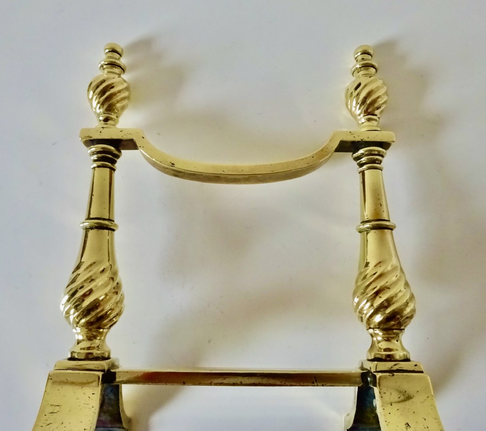 PAIR VICTORIAN BRASS FIRE DOGS View IV