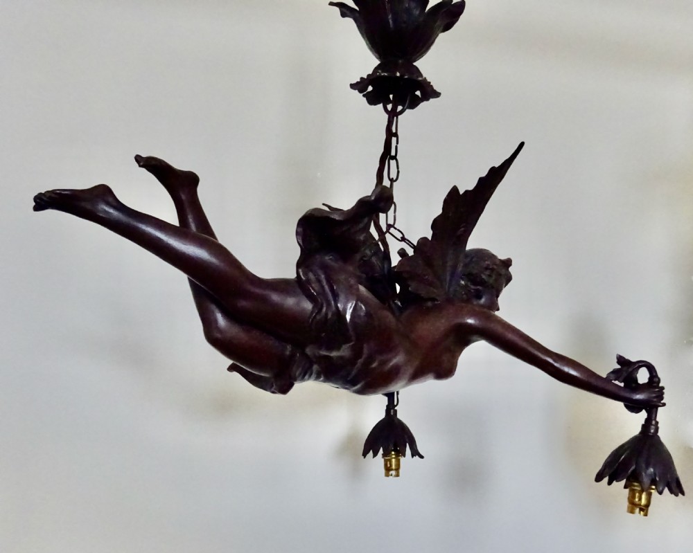 LARGE SPELTER FLYING FAIRY LIGHT View II