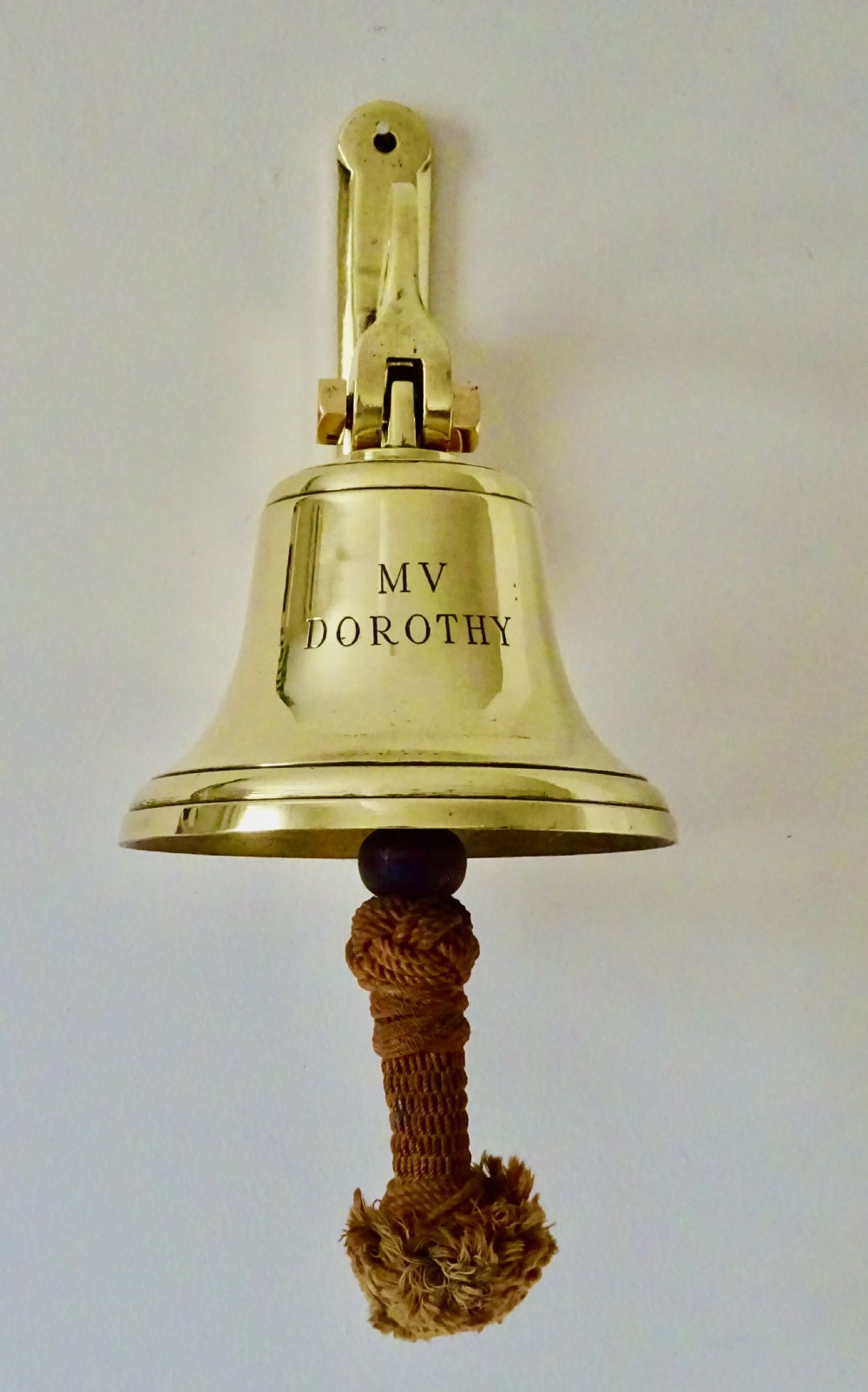 WALL MOUNTED EDWARDIAN SHIP'S BELL  'M V   DOROTHY' View V