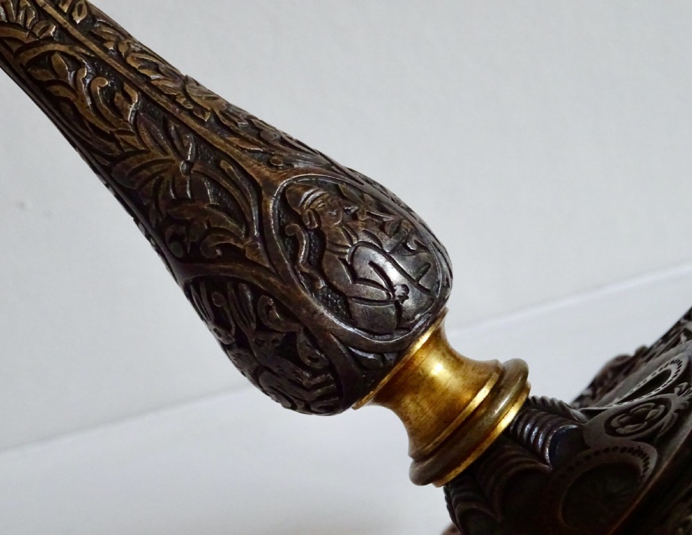 PAIR VICTORIAN GILDED BRONZE CANDLESTICKS View II