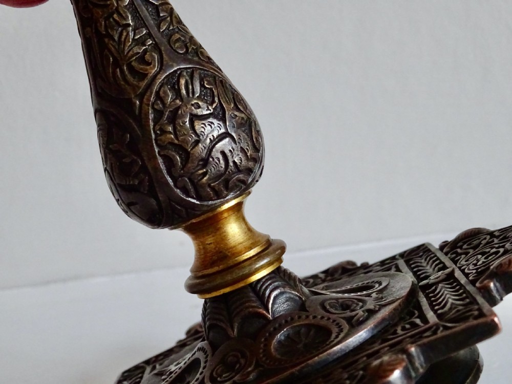 PAIR VICTORIAN GILDED BRONZE CANDLESTICKS View III