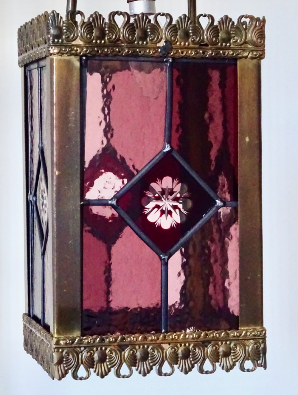 VICTORIAN  STAINED GLASS LANTERN