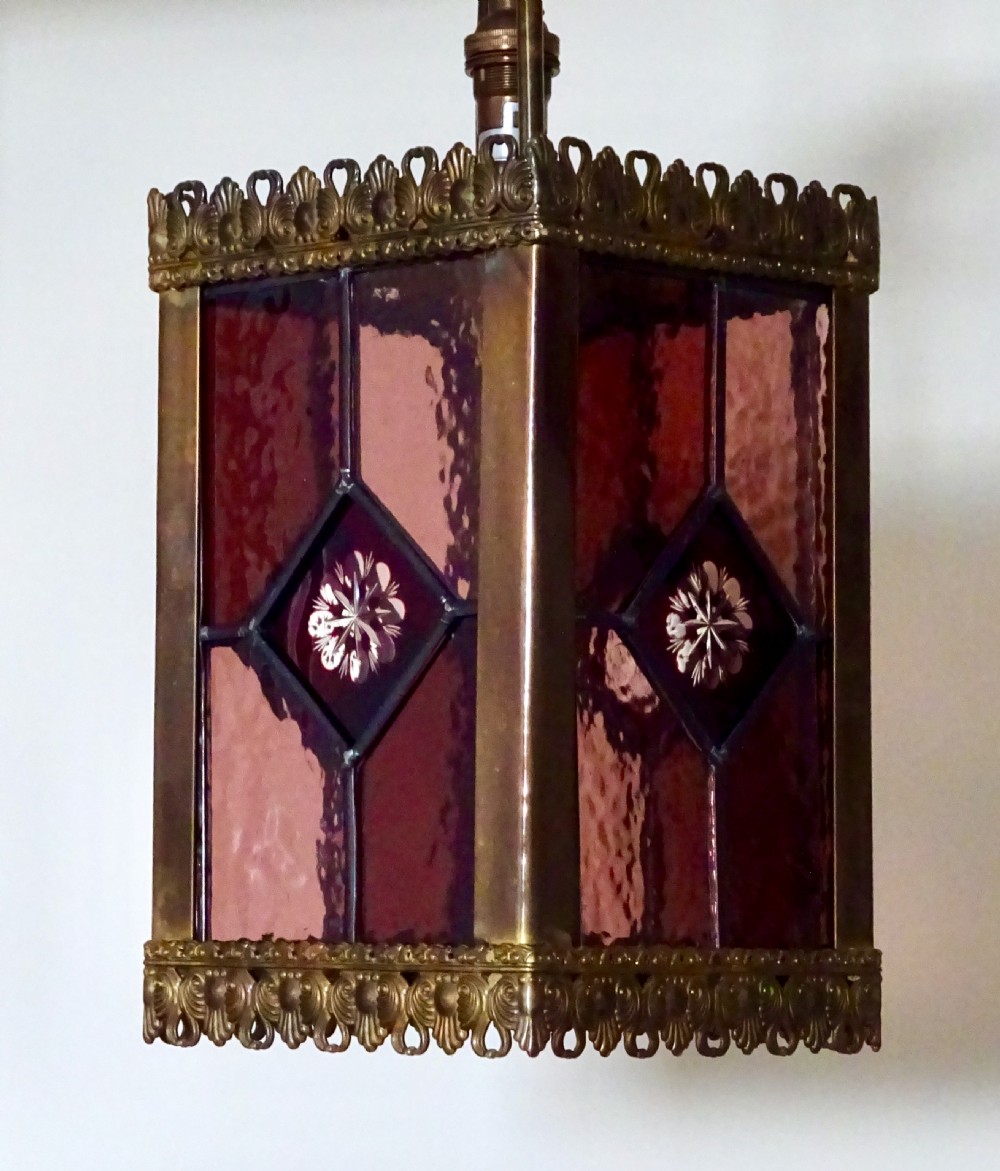 VICTORIAN  STAINED GLASS LANTERN View III