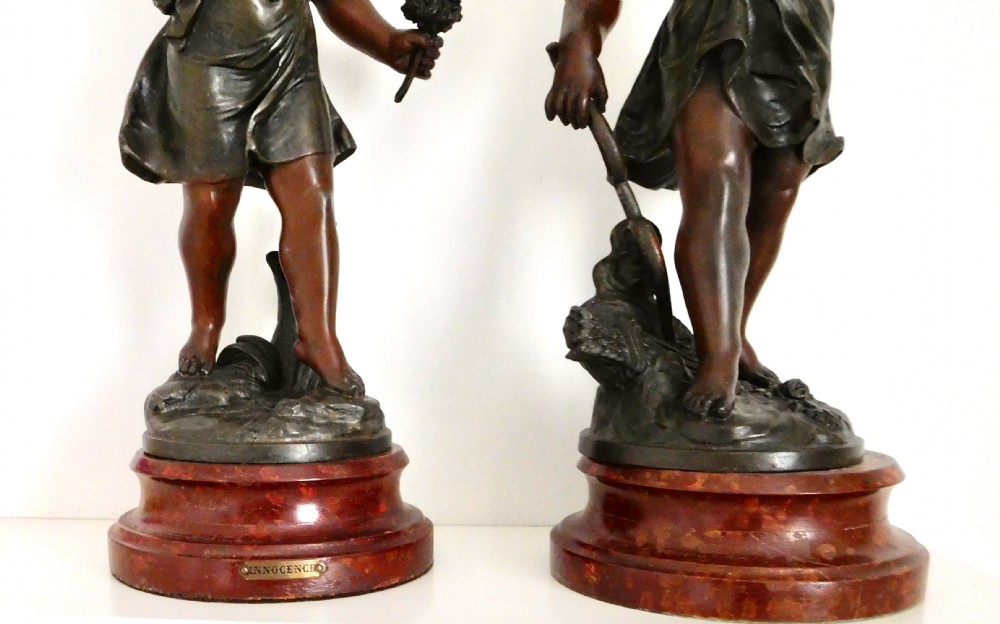 PAIR SIGNED BRUCHON SPELTER FIGURES View IV