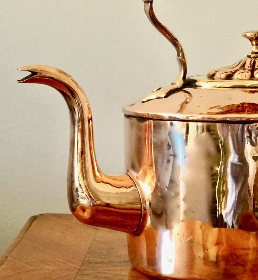 VICTORIAN COPPER KETTLE WITH AMBER GLASS HANDLE View III