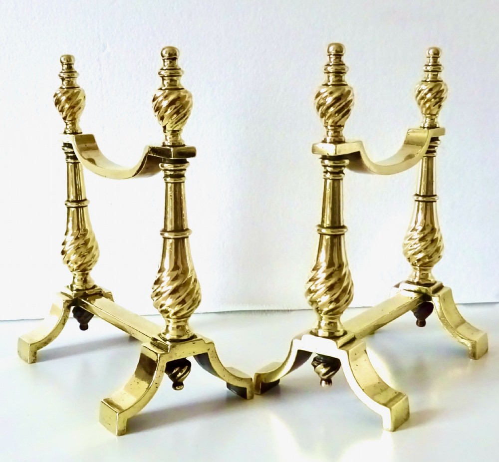 PAIR VICTORIAN BRASS FIRE DOGS