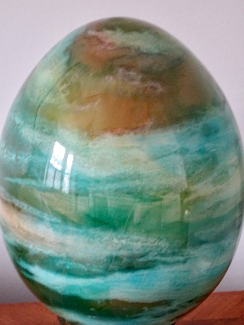 A LARGE GLASS EGG SHAPED SIGNED LAMP View III