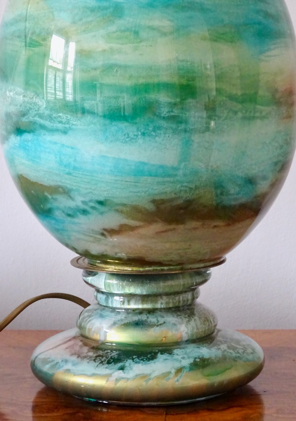 A LARGE GLASS EGG SHAPED SIGNED LAMP View IV