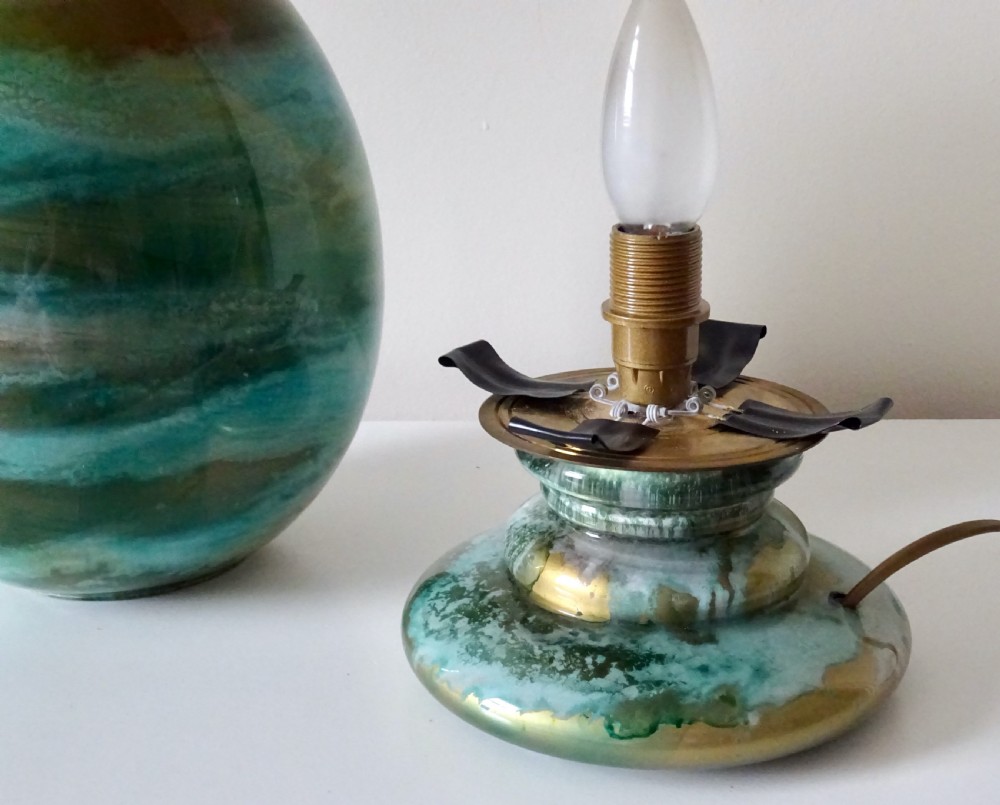 A LARGE GLASS EGG SHAPED SIGNED LAMP View V