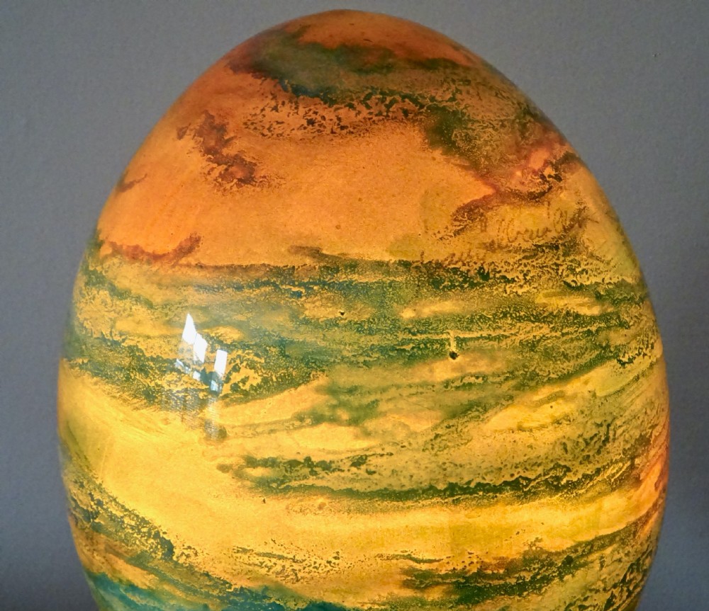 A LARGE GLASS EGG SHAPED SIGNED LAMP View VII