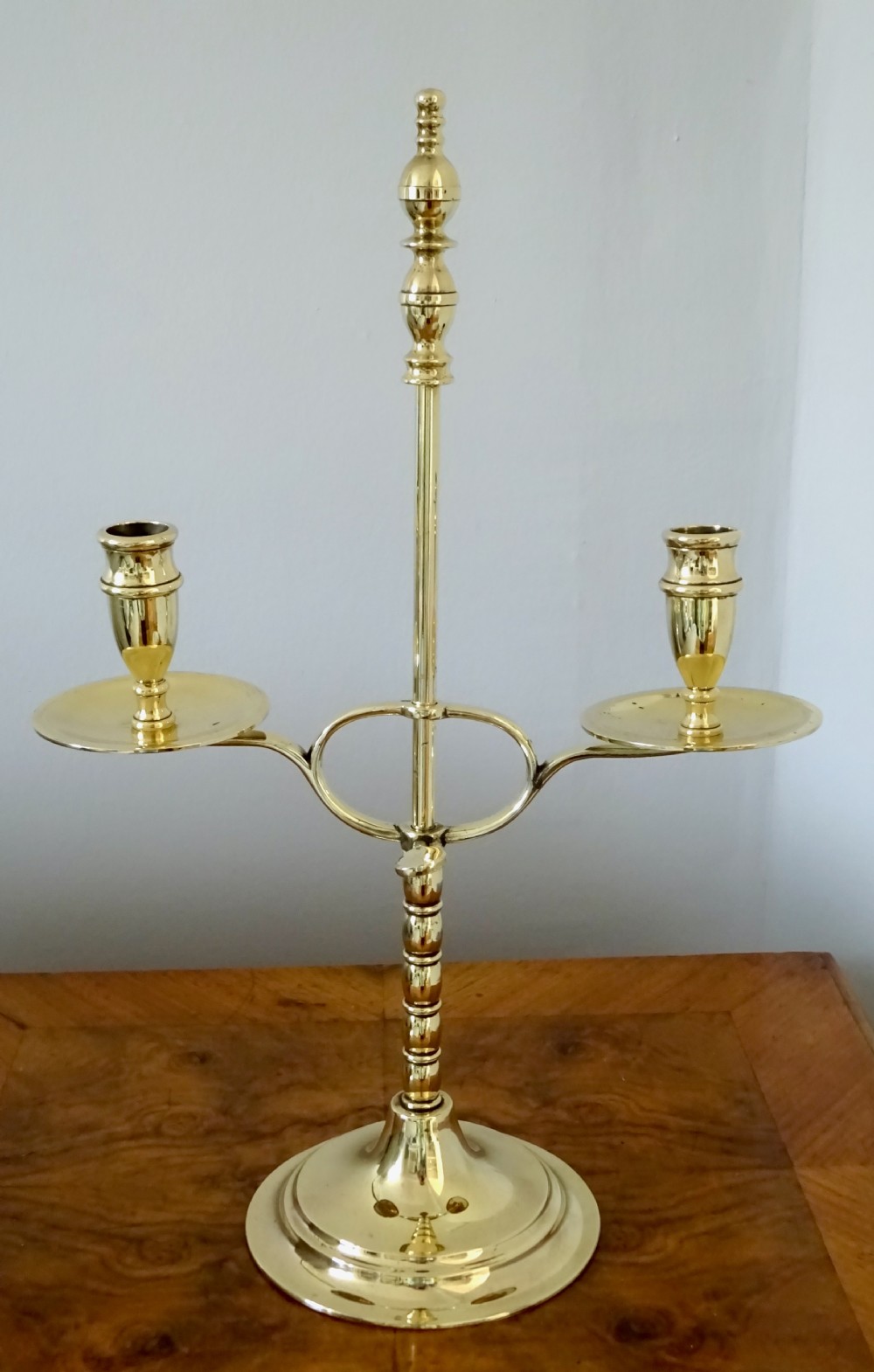 C 1890  PAIR ADJUSTABLE BRASS CANDLESTICKS View V