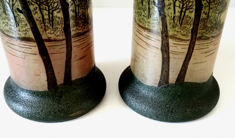 A PAIR OF  ENAMEL PAINTED GLASS VASES View IV