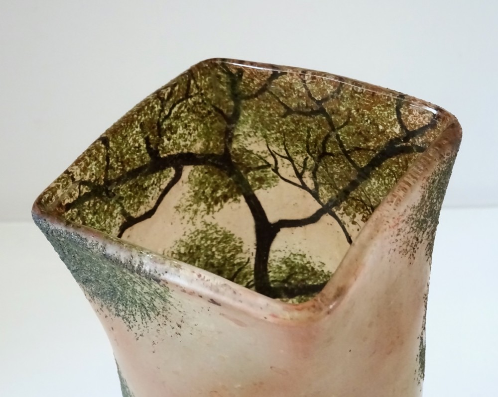 A PAIR OF  ENAMEL PAINTED GLASS VASES View VI
