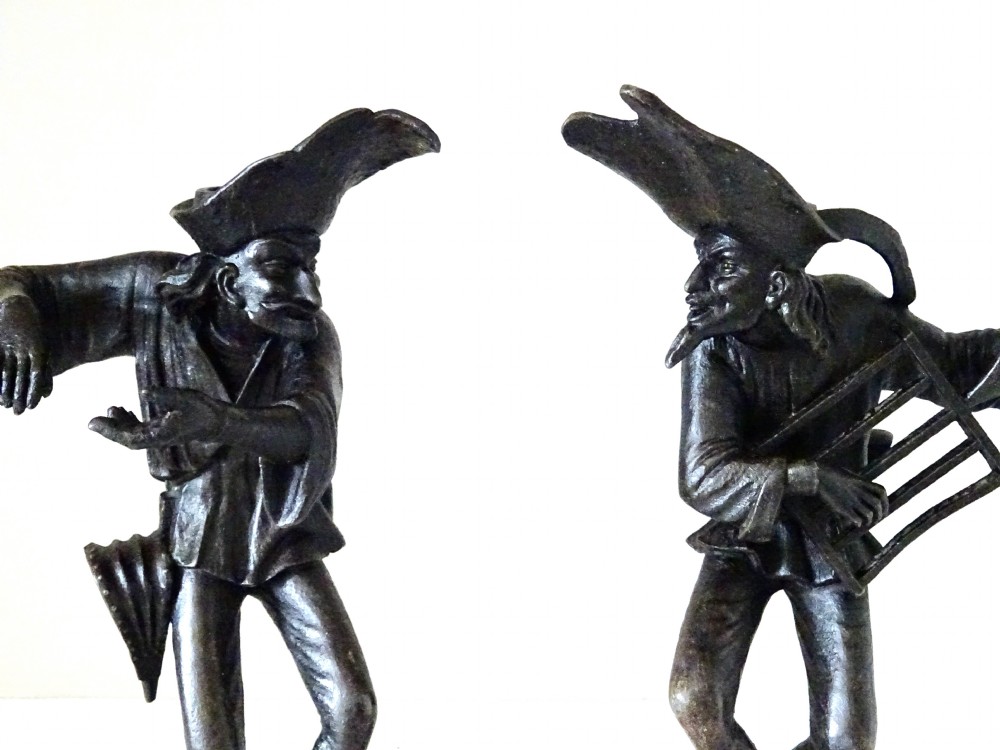 PAIR SPELTER GROTESQUE CANDLESTICKS View VII