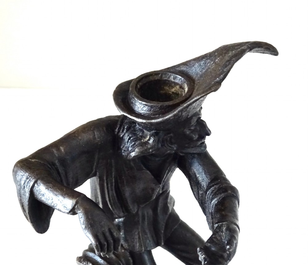 PAIR SPELTER GROTESQUE CANDLESTICKS View V